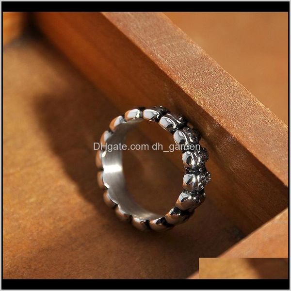 

wedding rings creative punk skeleton skl for men women gothic retro sier color metal ring aessories fashion party jewelry gift drop delivery, Slivery;golden