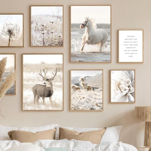 

paintings dahlia dandelion surf sea wave horse deer wall art canvas painting nordic posters and prints pictures for living room decor