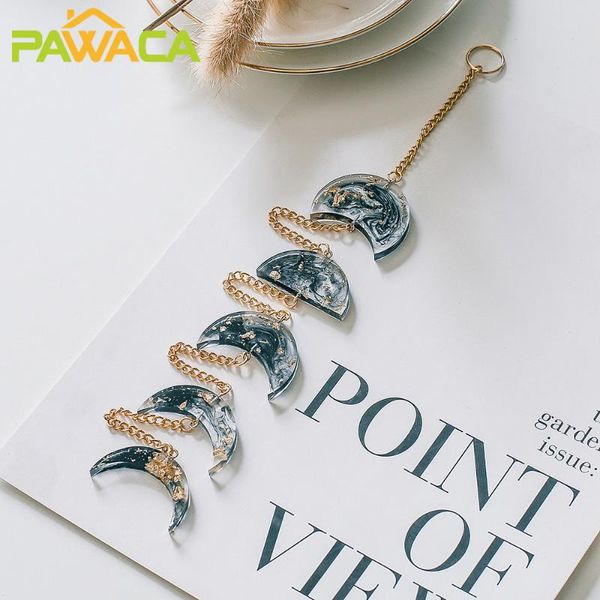 

decorative objects & figurines crystal epoxy moon phase pendant handmade hanging ornament chains pendants garden window wedding curtain bedr