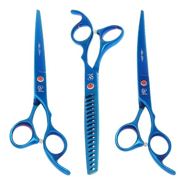 

hair scissors 7" professional dog grooming japan steel puppy straight curved cutting tijeras thinning shears pet trimming tool b0024a