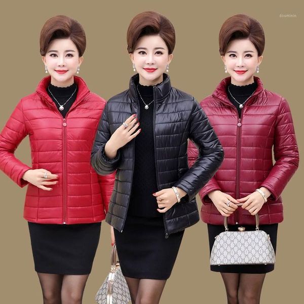 

women's down & parkas 2021 autumn and winter old young thin jacket fashion quilted large size short cotton coat female 5xl, Black