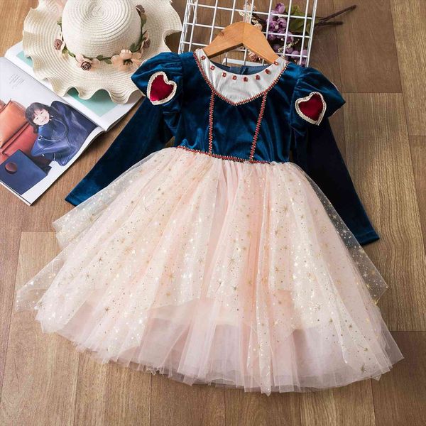 

girls princess lace children girl dresses long sleeve autumn winter clothes merry christmas vestidos kids birthday party dress, Red;yellow