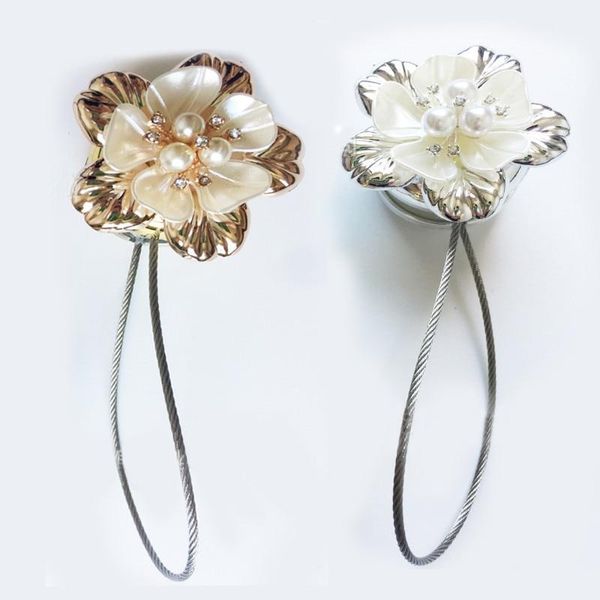 

1pcs flower design magnetic curtain accessories rhinestone decorative window screening tieback retractable metal curtains holder & drapes