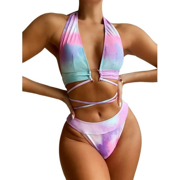 

women's swimwear highcut halter bra and panty swimsuit fashion 2 piece push up beachwear woman 2021 summer bandage bikini set, White;black