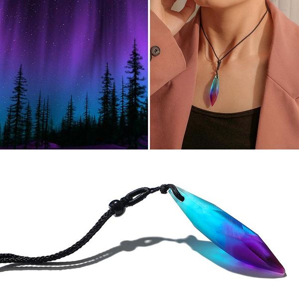 

colorful necklace resin pendants temperament polar lights personality women elegent charm polygon pendant necklaces, Silver