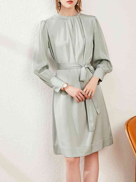 

dress heavy 23 / aristocratic temperament long-sleeved silk waist hugging a- line autumn, Black;gray
