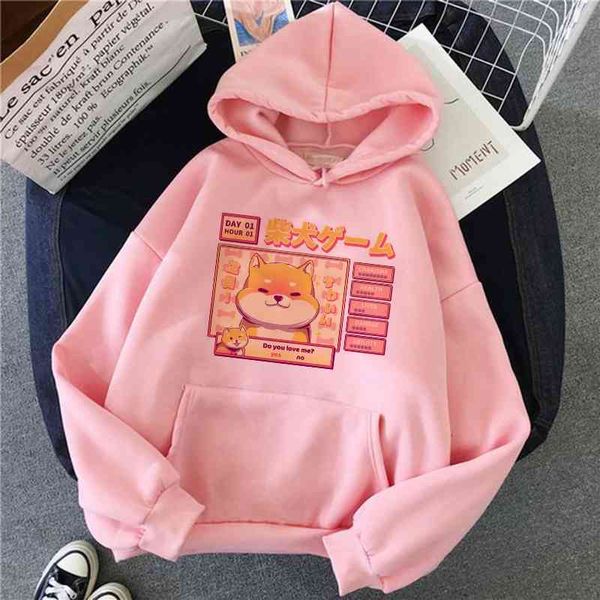 

shiba inu hoodie harajuku funny hoodies women ullzang nice korean style herfst winter kawaii sweatshirt 90s hoody women's girls, Black