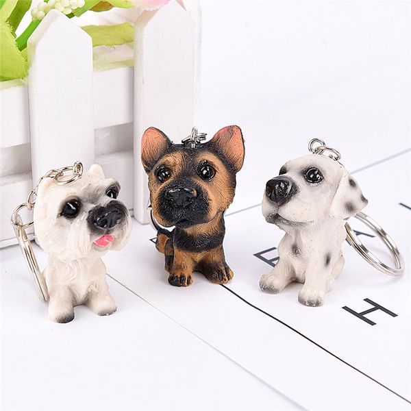 Брелки 3D из смолы с милой собакой, брелок для влюбленных, брелок для ключей с животными, держатель с помпоном, подарок, женская сумка для девочек, подвески Car340y