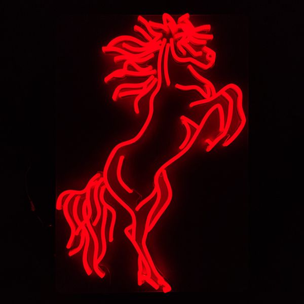 Sinal de Cavalo Vermelho LED Neon Luzes Cute Style Girl's Room Decoração Bar Comercial RestaurantPublic Lugares 12 V Super Bright