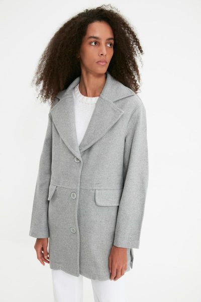 

women's jackets trendyol button closure stamp coat twoaw22kb0137, Black;brown