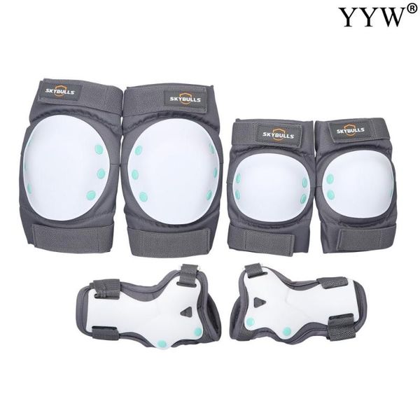 

6pcs kids sport knee guard elbow hand kit set roller skates skateboard cover protection breathable & pads, Black;gray
