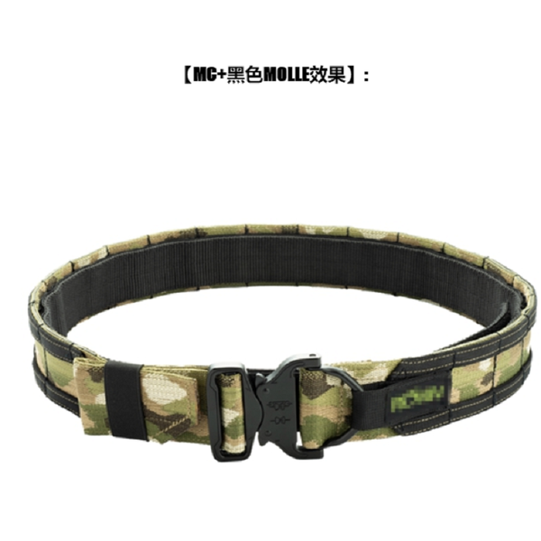 

2-inch outdoor tactical molle system double belt multicolor waist support, Black;gray