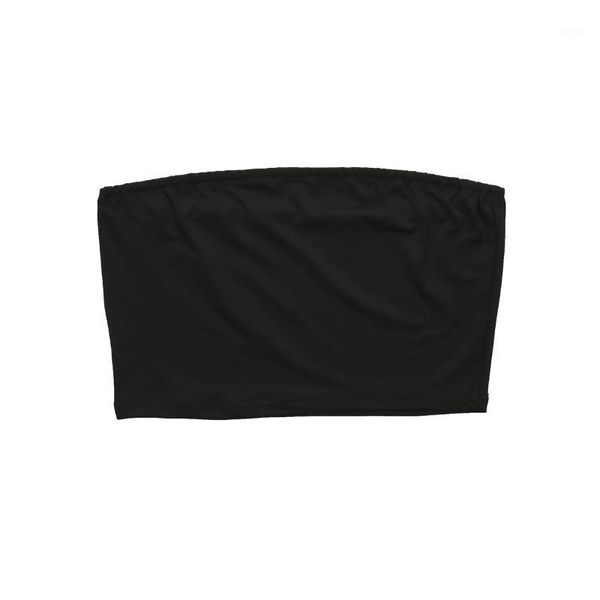 

solid bandeau women boob tube strapless stretch bra breast ruffled pullover underwaist crop 2021 bustiers & corsets, Black;white