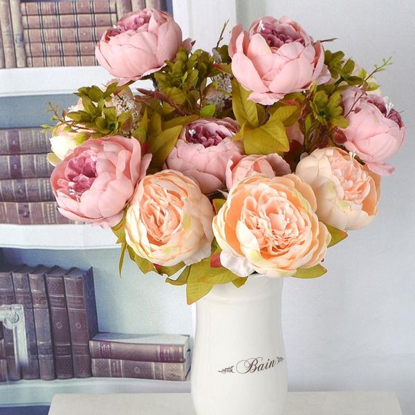 

branches small fresh artificial silk peony bouquets big flowers for wedding party office el and home decoration decorative & wreaths