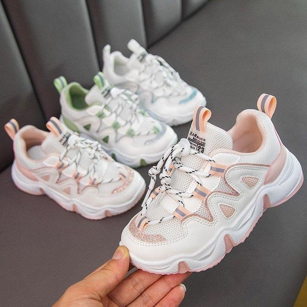 

athletic & outdoor children breathable chunky sneakers girls' sports shoes boy's casual kids fashion lace-up non-slip boys, Black