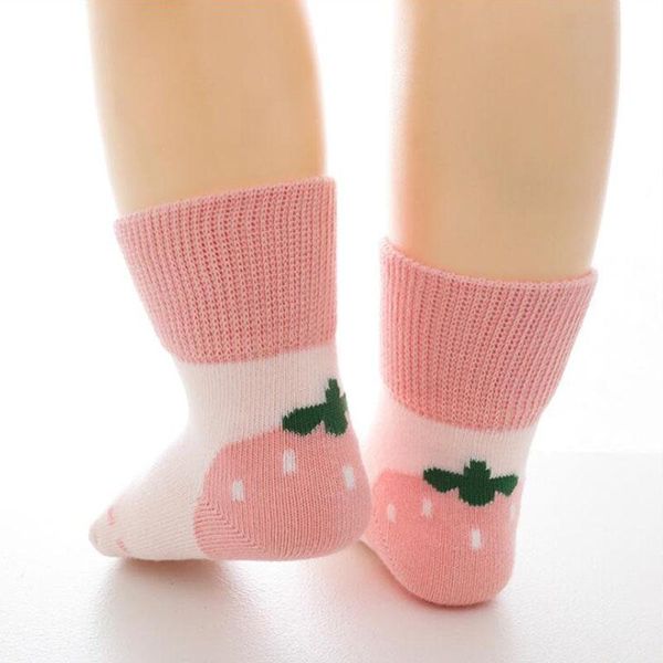 

socks 0-8 years baby toddlers girls soft cotton short sock fruit children anti slip infant floor, Pink;yellow