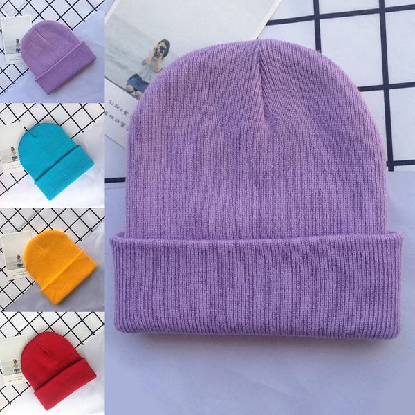 

beanies 24 style candy color mother kids hat for girls boys autumn winter baby cap elastic family warm knitted parent children