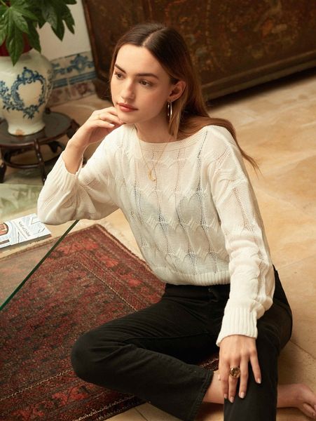 

knitted long sleeve cover up o28r#, White;black