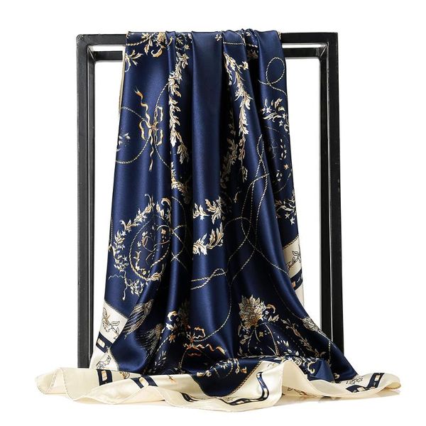 

scarves silk scarf women luxury four seasons 90cm square bandana echarpe femme foulard en soie hijab headscarf, Blue;gray