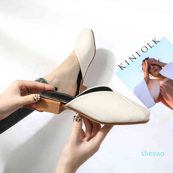 

slippers mules shoes size 10 closed toe low heels ladies slides designer flat woman zapatos de mujer 6200, Black