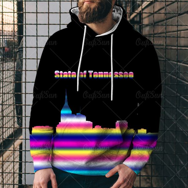 

2021 autumn art painting digital printing 3d sweater street fashion men's loose hoodie a8y, Black