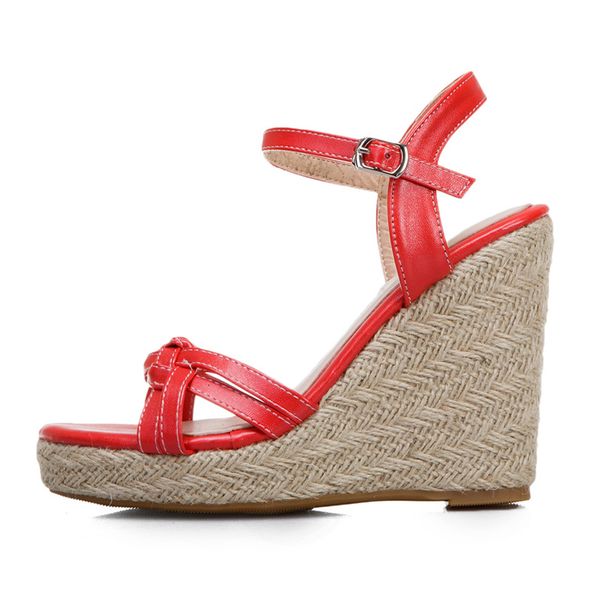 

dress shoes wedge sandals for women summer fashion knitted high heels gladiator casual white party shoe woman large size 45 47 cfz, Black