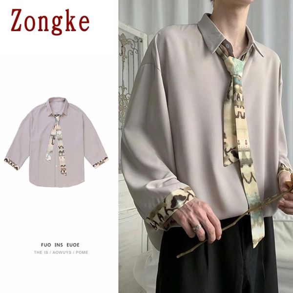

men's casual shirts zongke for men clothing black vintage shirt long sleeve fasion -3xl 2021 arrival, White;black