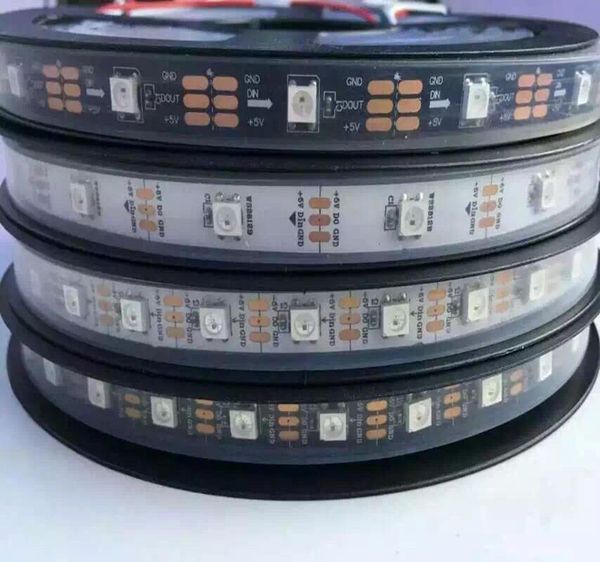 

30m/lot led strip light 144 pixels leds smd rgb ws2812b 2812 ws2812 chip black pcb ws2811 ic digital dc5v 1m/pieces strips
