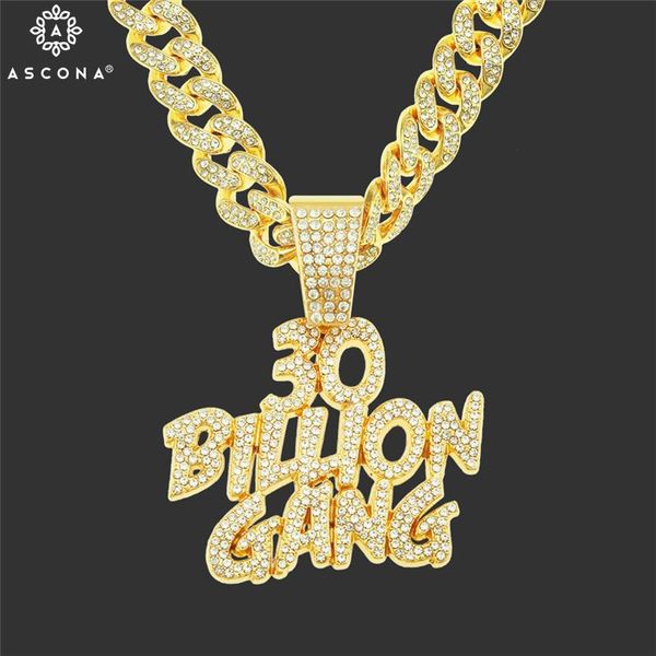 

pendant necklaces iced out 30 billion gang letter necklace man women miami cuban chain choker fashion hip hop rock rapper jewelry gifts, Silver