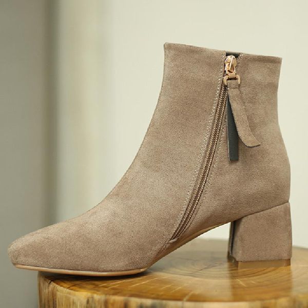 

boots quality suede women ankle 2021 autumn winter for casual low heels female shoes, Black