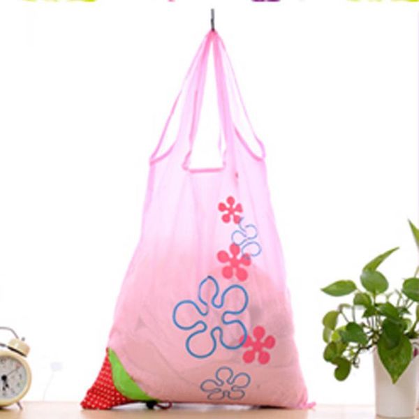 

shopping bags reusable bag cute strawberry foldable portable tote eco grocery for women large capacity