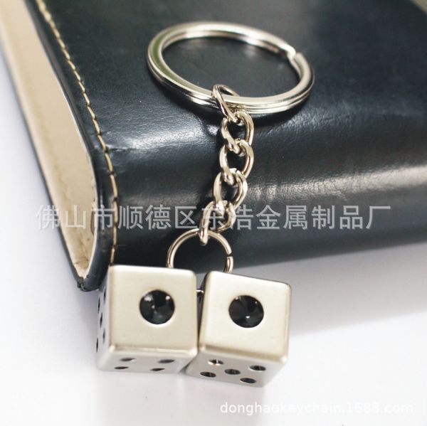

direct production of metal ring dice gift ringfashion creative car key chain, Silver