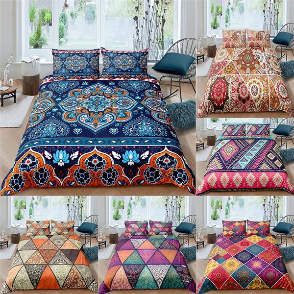 

bedding sets home textile luxury 3d bohemian mandala print 2/3pcs comfortable duvet cover pillowcase single  and king size