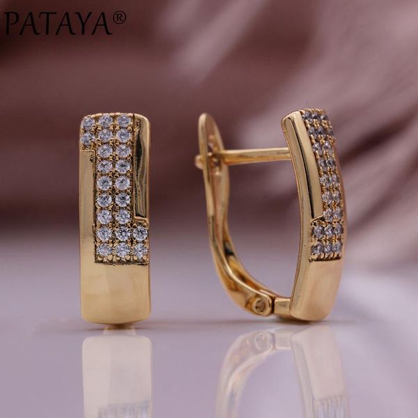 

dangle & chandelier pataya trend classic gifts women earrings 585 rose gold white natural zircon drop big simple korean fashion jewelry, Silver