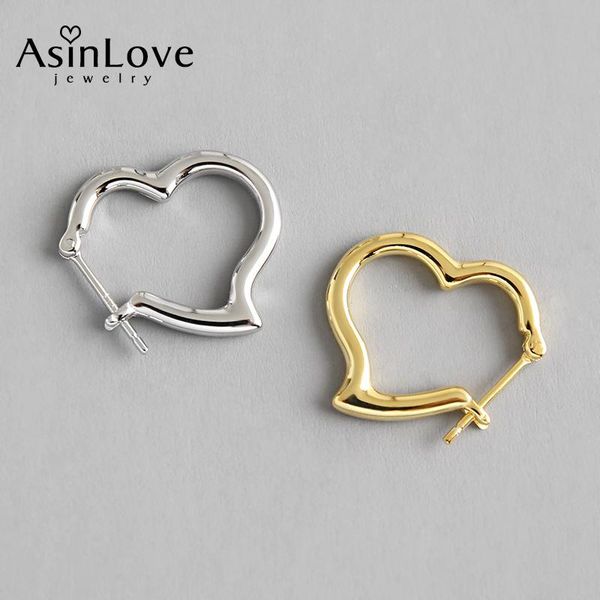 

other asinlove real 925 sterling silver hollow love heart earring exquisite cute stud earrings for women gifts handmade fine jewelry, Golden;silver