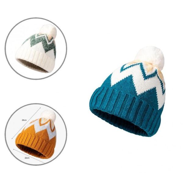 

hair accessories autumn and winter fashion wool ball knitted hat women's warm thickened brimless cold cap striped jacquard hats