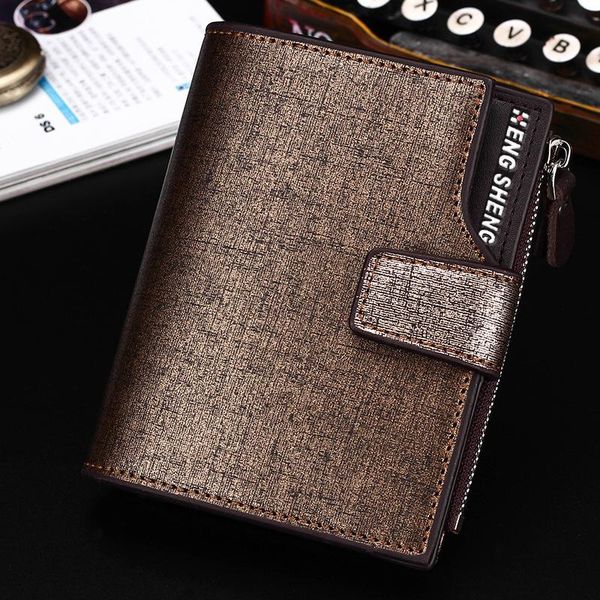 

wallets 2021 casual men's short wallet vertical card holder multi-function coin pocket zipper buckle 30% change, Red;black