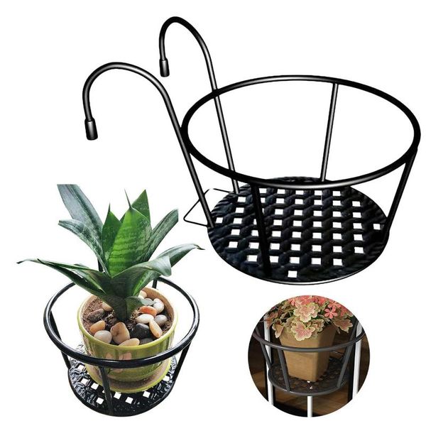 

planters & pots metal flower plant hanging basket good of iron flowerpot frame and coat hanger wall planter pot garden decoration 1/3pcs