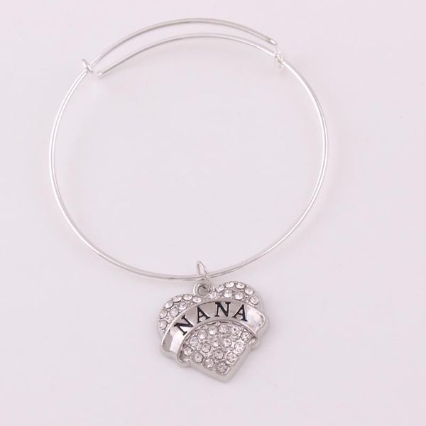 

charm bracelets fashion design peach heart crystal engraved letter pendant nana mimi gymnastics friend yaya bangle, Golden;silver