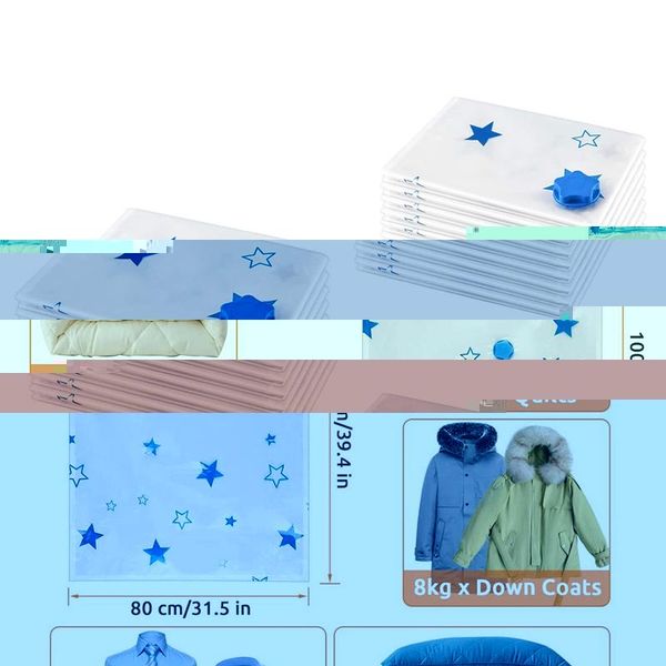 

8pack vacuum space saver storage bags reusable home use and travel suitable for clothes,quilts,blankets,pillows