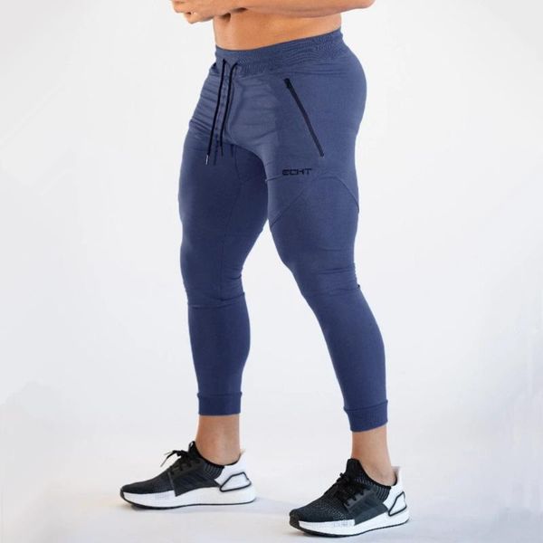 

running pants cotton jogging trousers men sweat fitness bodybuilding training track sports wear male gym skinny, Black;blue