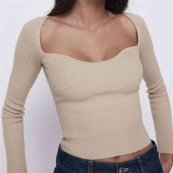 

women spring knitting blouses shirts za solid long sleeve elasticity vintage female fashion slim tunic blusas 210513, White