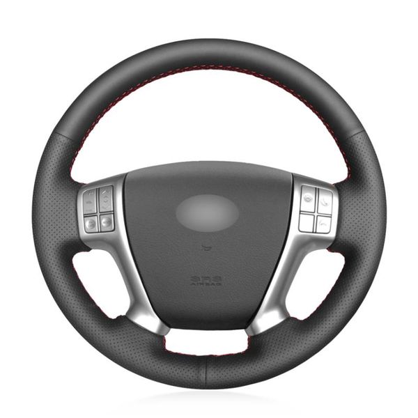 

steering wheel covers hand-stitched black leather car case for ix55 2009-2013 veracruz 2007-2012 sewing auto accessories