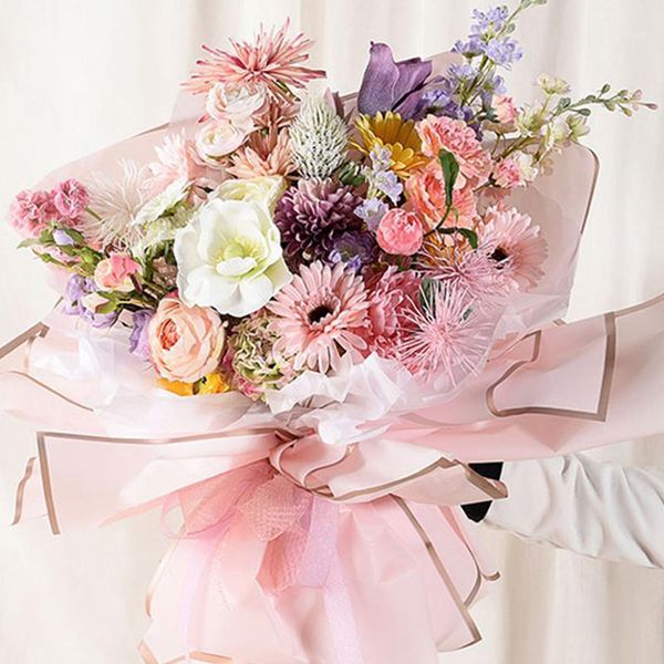 

waterproof golden border half transparent gift florist bouquet wrapping paper wrap1