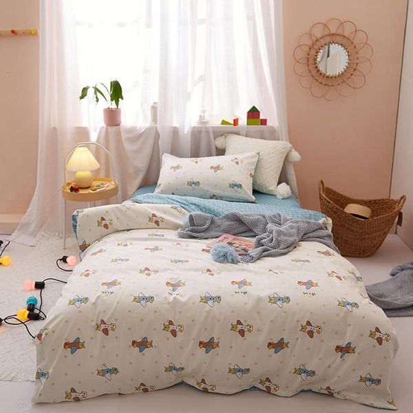 

bed linings cotton 60s sheet quilt cover bedding long staple children cartoon student dormitory three piece set