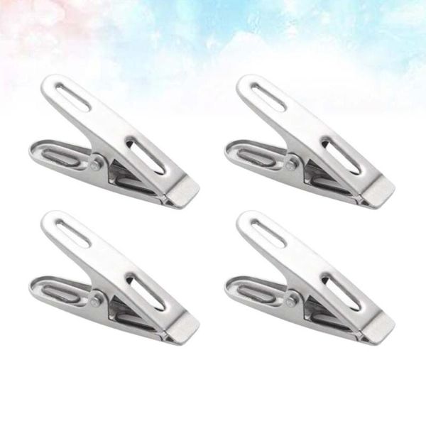 

4pcs stainless steel clips multi-function sealing clamp clothes fixing clip for office home clothing & wardrobe storage