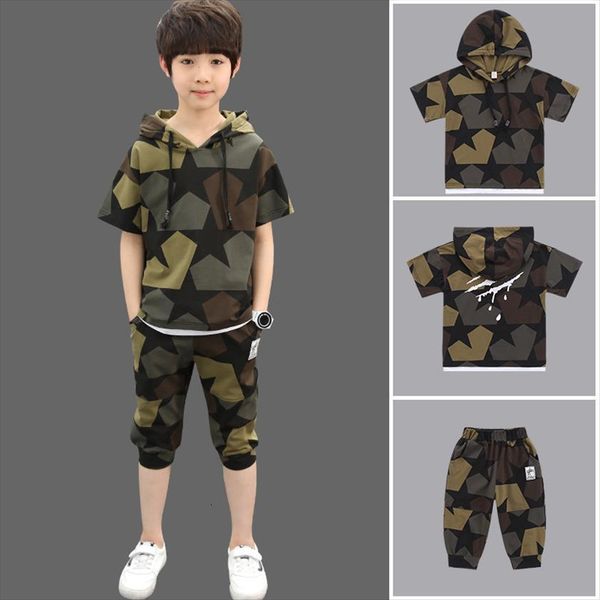 

boy tracksuit clothes set kids spring summer school uniform sport camouflage suit boys clothing sets 6 8 10 12 14 16 year, White