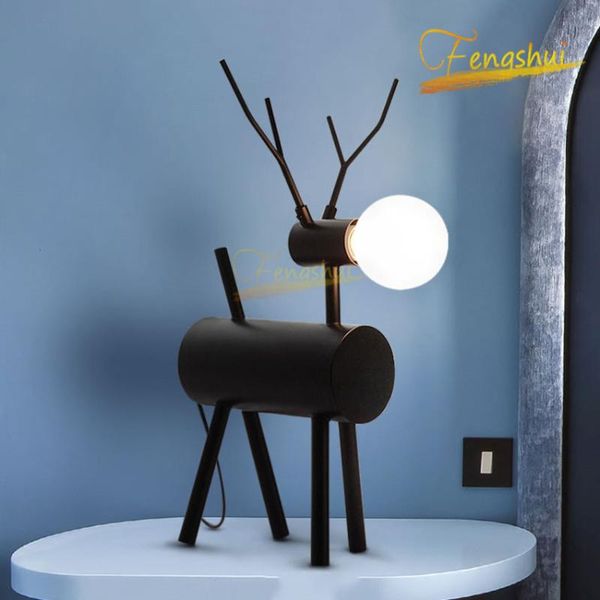 

table lamps nordic led lamp lighting modern iron craft deer creative lights for study bedroom bedside interior