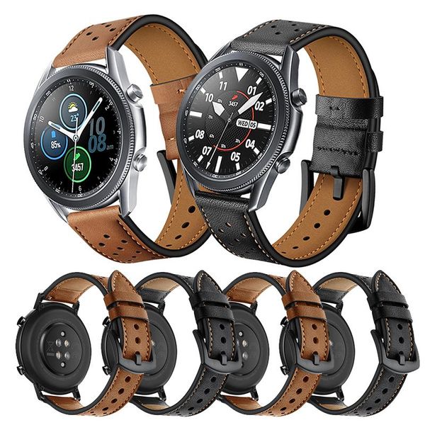 

watch bands genuine leather strap for gear sport/s2 s3 42/46mm band bracelet samsung galaxy 3 active 2 41/45mm 20mm 22mm watchband, Black;brown