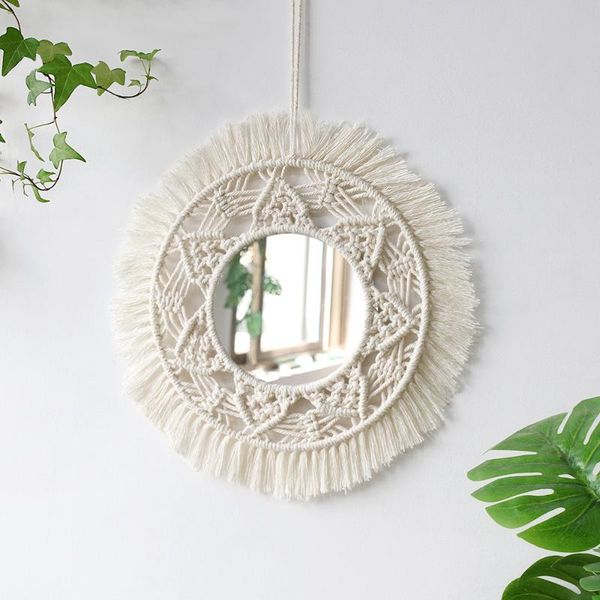 

mirrors dream catcher round macrame mirror decorative wall boho home decor hanging living room decoration bedroom baby gift